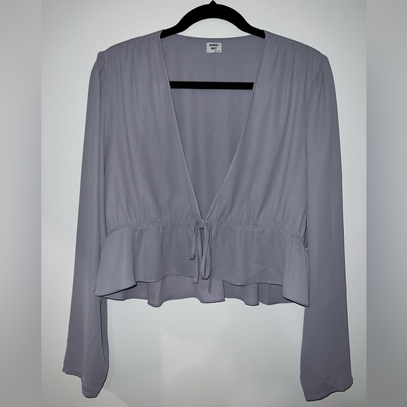 Sunday Best Cropped Tie-Front Blouse - Picture 1 of 2